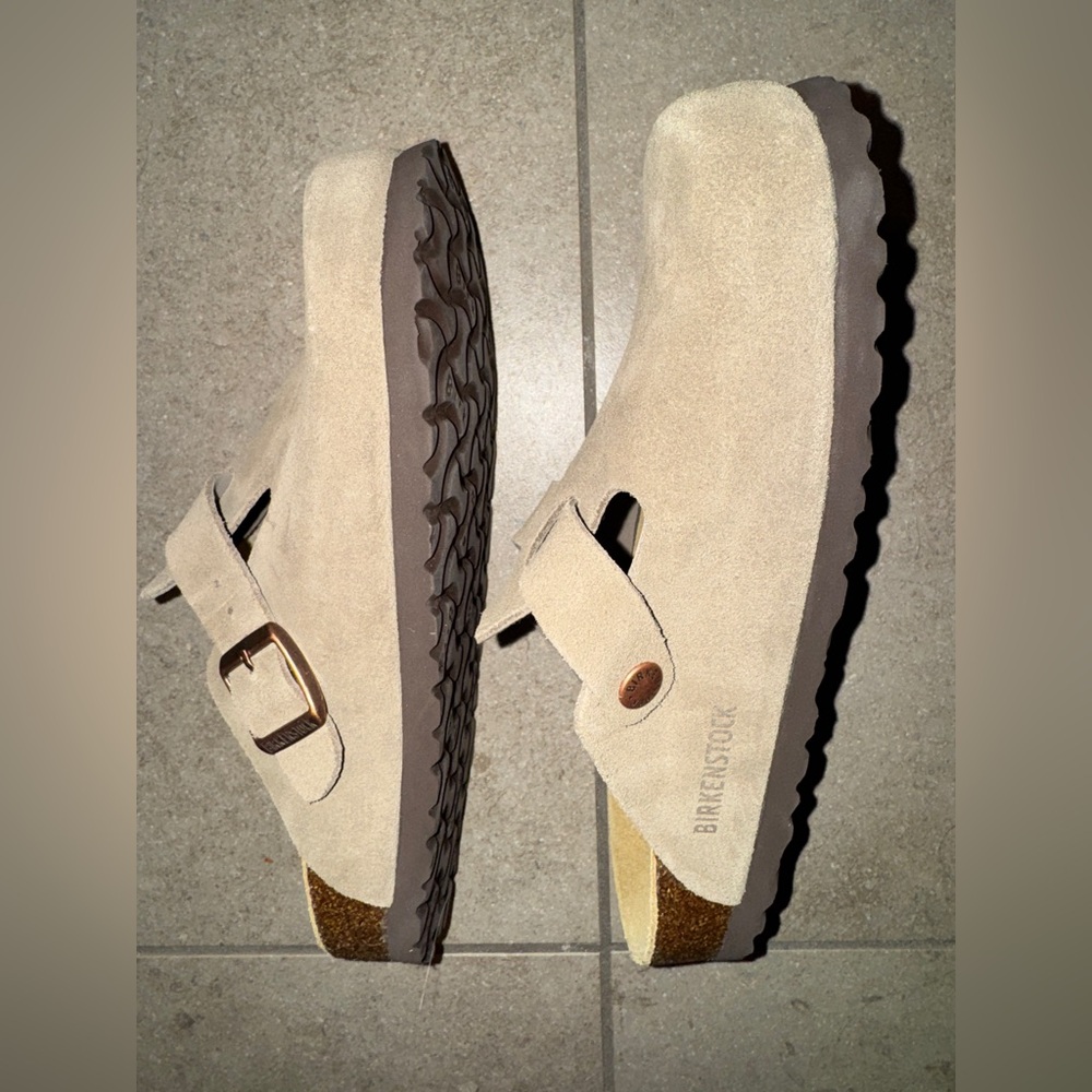 Birkenstock Taupe Suede Boston Clog Mule - Picture 6 of 6